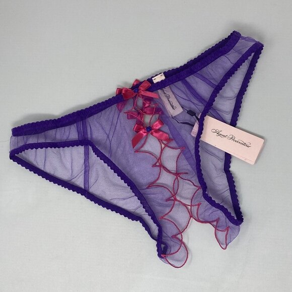 Agent Provocateur Lorna Purple Pink Ouvert Brief AP4 Large NWT
